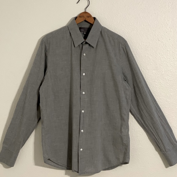Vince - Long Sleeve Button Up - Heather Grey - 100% Cotton - Size Large - Picture 1 of 5